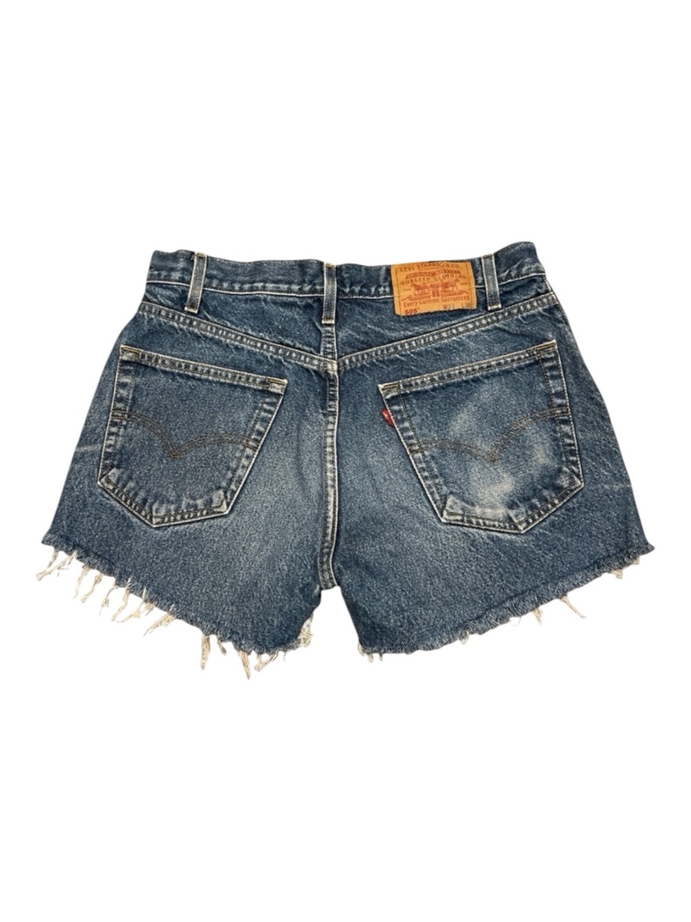 Vintage LEVI's 505 Shorts Women's High Rise  Faded Whiskers Zip Fly Denim SZ 33
